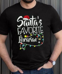 Santa's Favorite Librarian Christmas Pajama Lights T Shirt