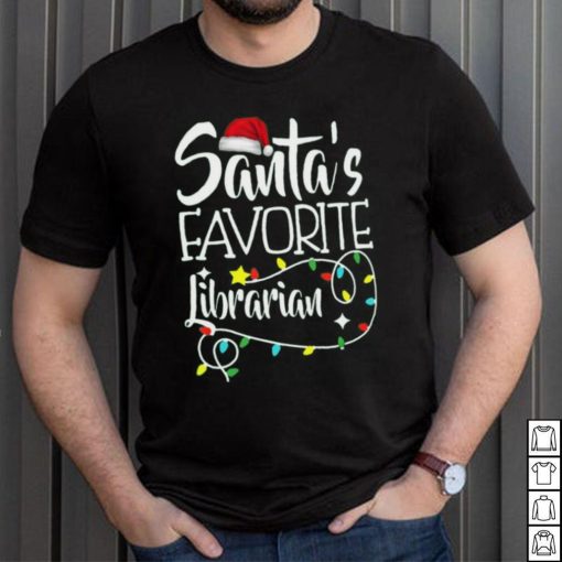 Santa’s Favorite Librarian Christmas Pajama Lights T Shirt