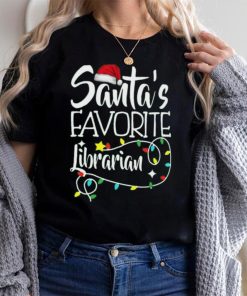 Santa's Favorite Librarian Christmas Pajama Lights T Shirt