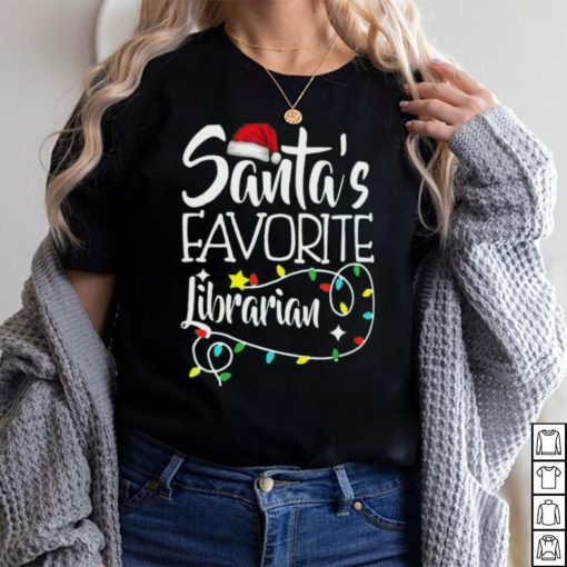 Santa’s Favorite Librarian Christmas Pajama Lights T Shirt