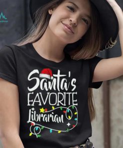 Santa's Favorite Librarian Christmas Pajama Lights T Shirt