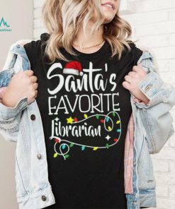 Santa's Favorite Librarian Christmas Pajama Lights T Shirt