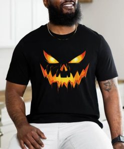 Scary Spooky Jack O Lantern Face Pumpkin Men Boys Halloween T Shirt