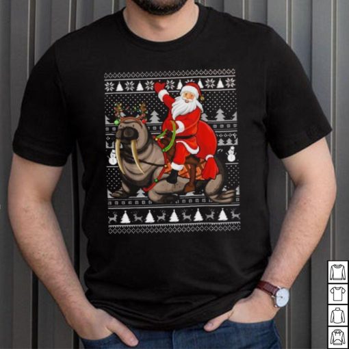 Sea Lion Xmas Holiday Ugly Santa Riding Sea Lion Christmas Shirt