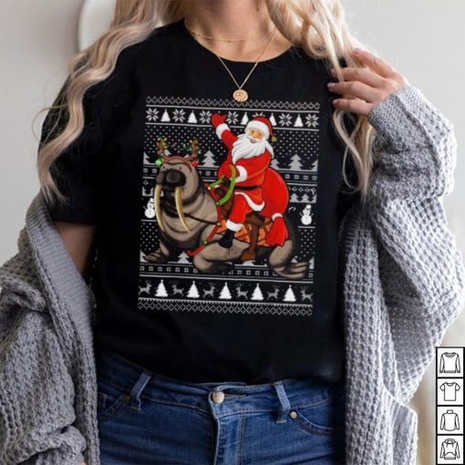 Sea Lion Xmas Holiday Ugly Santa Riding Sea Lion Christmas Shirt