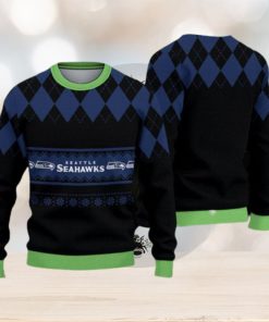 Seattle Seahawks Fans Caro Pattern Ugly Christmas Sweater Gift