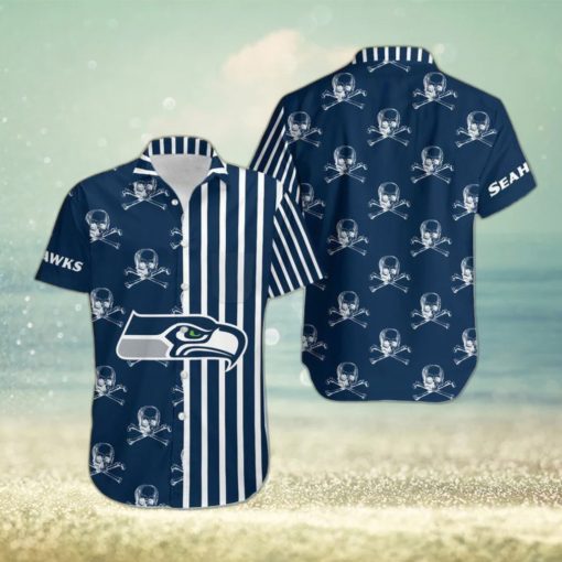 Seattle Seahawks Stripes and Skull Danger Hawaiian Shirt Gift For Halloween