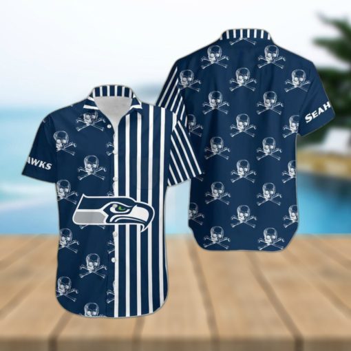 Seattle Seahawks Stripes and Skull Danger Hawaiian Shirt Gift For Halloween