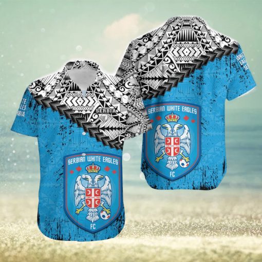 Serbian White Eagles Fc Ca Soccer Grunge Polynesian Tattoo Pattern Hawaiian Shirt For Fans