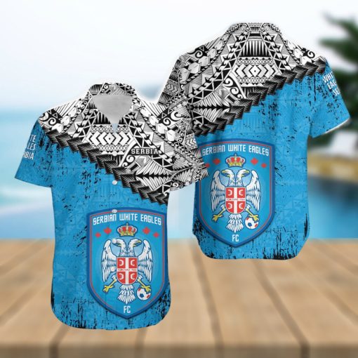 Serbian White Eagles Fc Ca Soccer Grunge Polynesian Tattoo Pattern Hawaiian Shirt For Fans