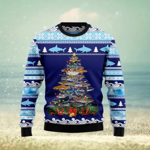 Shark Tree Ugly Christmas Sweater Gift Men Women