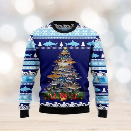 Shark Tree Ugly Christmas Sweater Gift Men Women