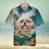 Labrador Retriever Dog United States Flag Hawaiian Flowers All Over Printed 3D Hawaiian Shirt