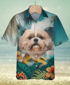 Shih Tzu Royal Locks Showcased In 3D Hawaiian Tropical Shirt