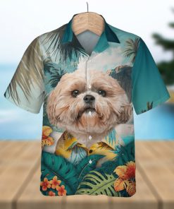 Shih Tzu Royal Locks Showcased In 3D Hawaiian Tropical Shirt