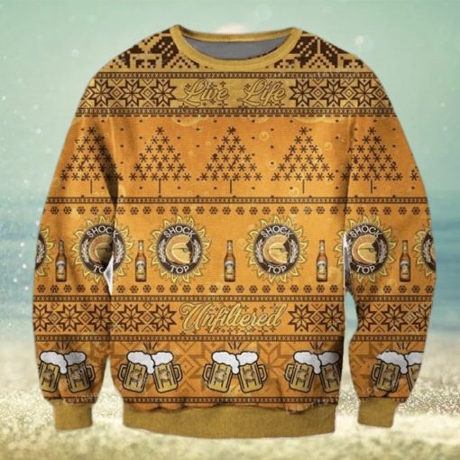 Shock Top Belgian Unfiltered Beer Ugly Christmas Sweater