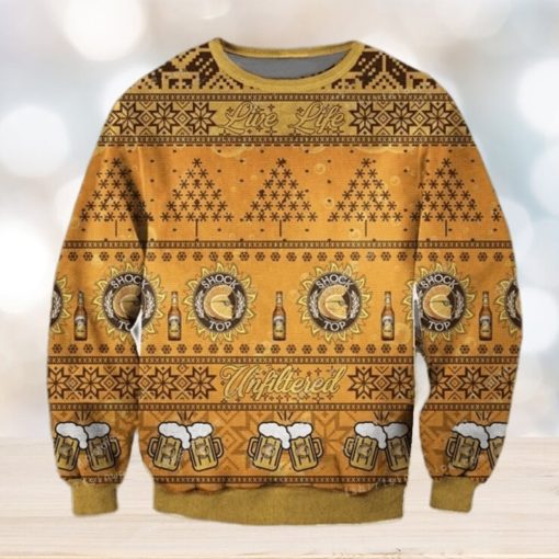 Shock Top Belgian Unfiltered Beer Ugly Christmas Sweater