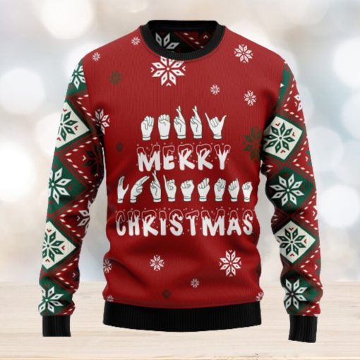 Sign Language Merry Ugly Christmas Sweater Thankgiving Gift Men Women