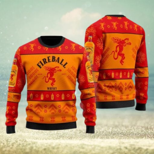 Simplee Fireball Whiskey Christmas Gift Sweater All Over Print 3D Sweater