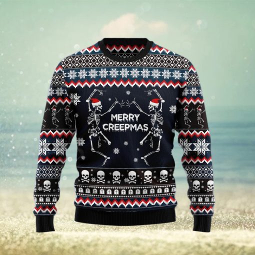 Skeleton Merry Creepmas Ugly Christmas Sweater Gift Men Women