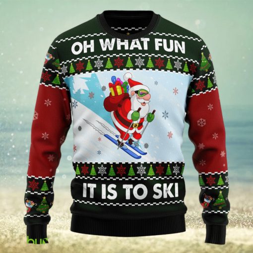 Skiing Oh What Fun Ugly Christmas Sweater Thankgiving Gift Men Women