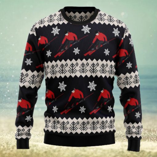 Skiing Ugly Christmas Sweater Thankgiving Gift Men Women