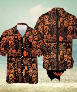 Skull Pumpkin Halloween Hawaiian Shirt Horror Themed Halloween Mens