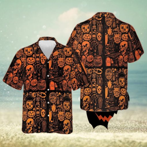 Skull Pumpkin Halloween Hawaiian Shirt Horror Themed Halloween Mens