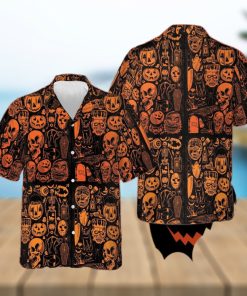 Skull Pumpkin Halloween Hawaiian Shirt Horror Themed Halloween Mens