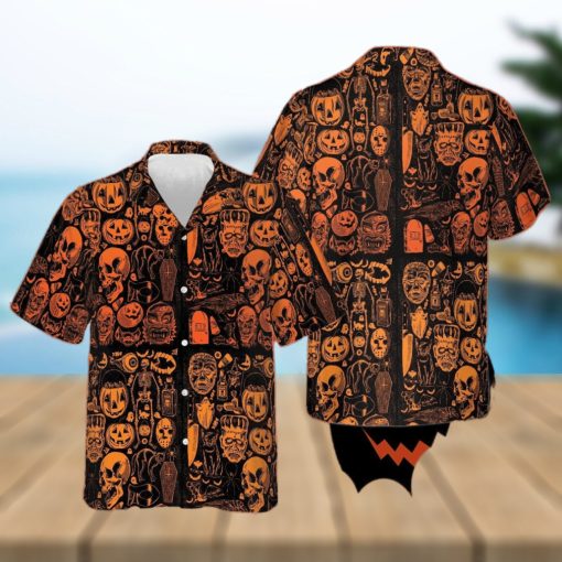 Skull Pumpkin Halloween Hawaiian Shirt Horror Themed Halloween Mens