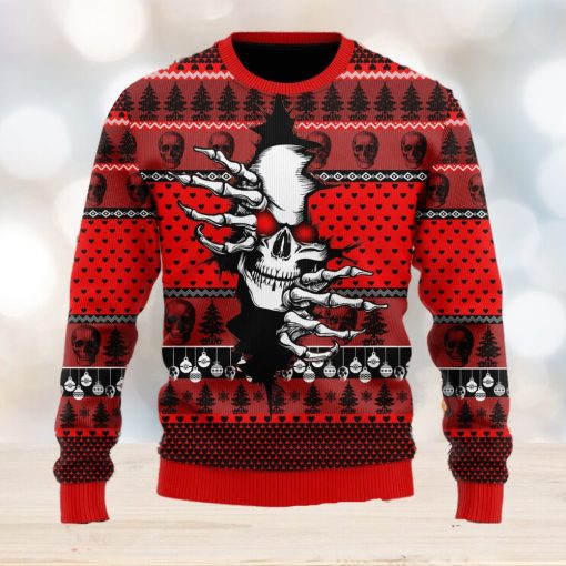 Skull Skeleton Is Hidding Gift X mas Ugly Christmas Sweater Unisex 3D Sweater Christmas Gift