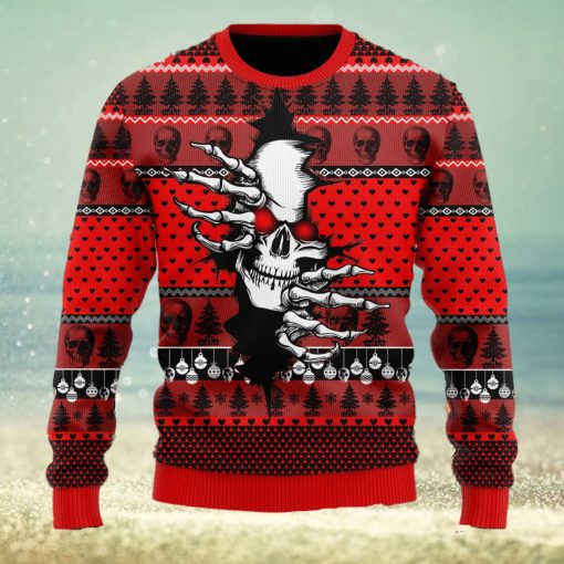 Skull Skeleton Is Hidding Gift X mas Ugly Christmas Sweater Unisex 3D Sweater Christmas Gift