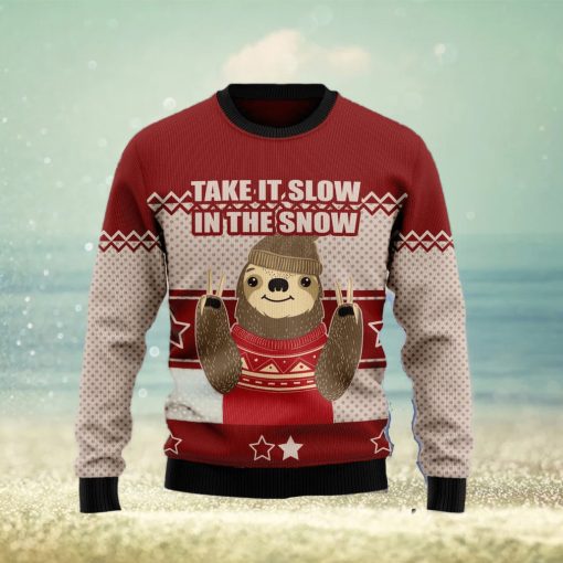 Sloth Take It Slow Ugly Christmas Sweater Gift Men Women