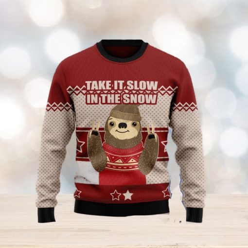 Sloth Take It Slow Ugly Christmas Sweater Gift Men Women