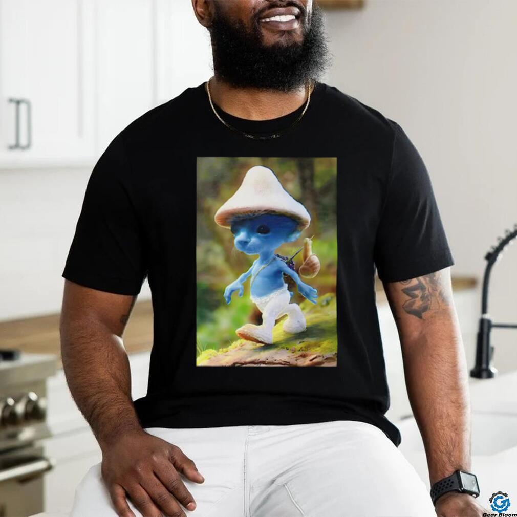 Smurf Cat Realistic Cat Mushroom T-Shirt