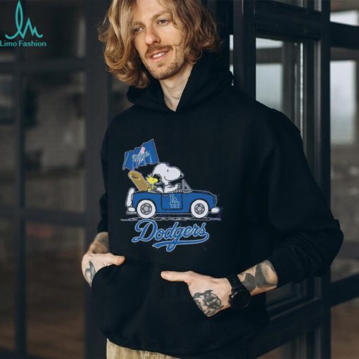 Snoopy and Woodstock Drive Car Dodgers shirt