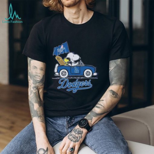 Snoopy and Woodstock Drive Car Dodgers shirt