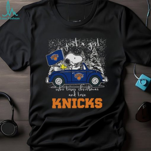 Snoopy and Woodstock Peanuts Just A Girl Who Lover Christmas And Love New York Knicks shirt