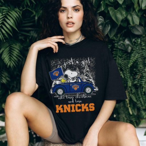 Snoopy and Woodstock Peanuts Just A Girl Who Lover Christmas And Love New York Knicks shirt