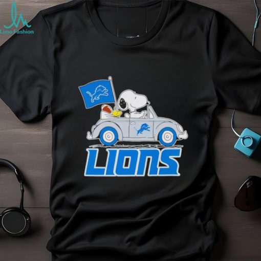 Snoopy and Woodstock driving car Detroit Lions shirt