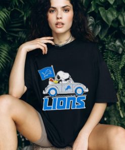 Snoopy and Woodstock driving car Detroit Lions shirt