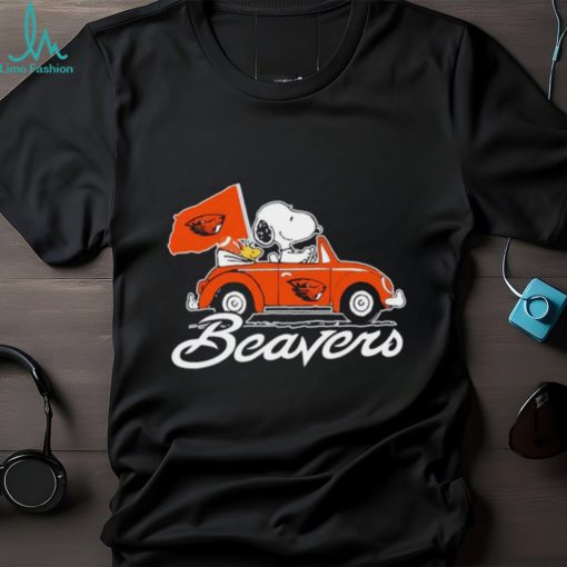 Snoopy and Woodstock driving car Oregon State Beavers shirt