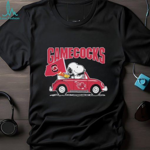 Snoopy and Woodstock driving car South Carolina Gamecocks shirt