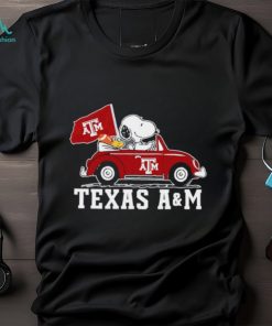 Snoopy and Woodstock driving car Texas A&M shirt