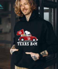 Snoopy and Woodstock driving car Texas A&M shirt