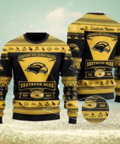 Southern Miss Golden Eagles Team Custom Name Ugly Christmas Sweater For Men And Women Sport Gift