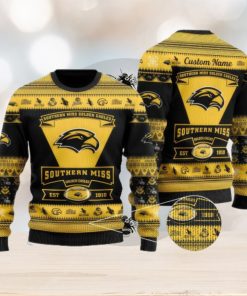 Southern Miss Golden Eagles Team Custom Name Ugly Christmas Sweater For Men And Women Sport Gift