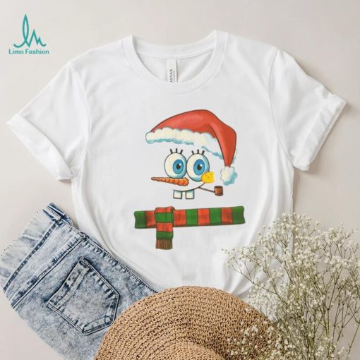 Spongebob Squarepants Chrismas Shirt ,white Short Sleeve Christmas Smoking Pipe