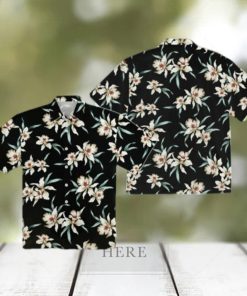 Star Orchid Black Aloha Hawaiian Shirt