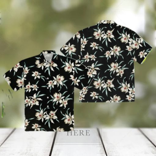 Star Orchid Black Aloha Hawaiian Shirt